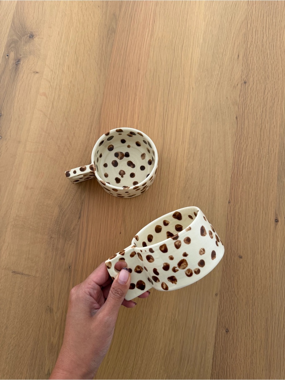 Hand-Painted Brown Spot Ceramic Mug (Set of 2)